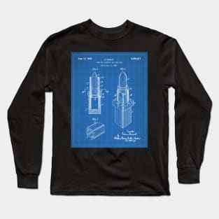 Lipstick Patent - Makeup Artist Beauty School Art - Blueprint Long Sleeve T-Shirt